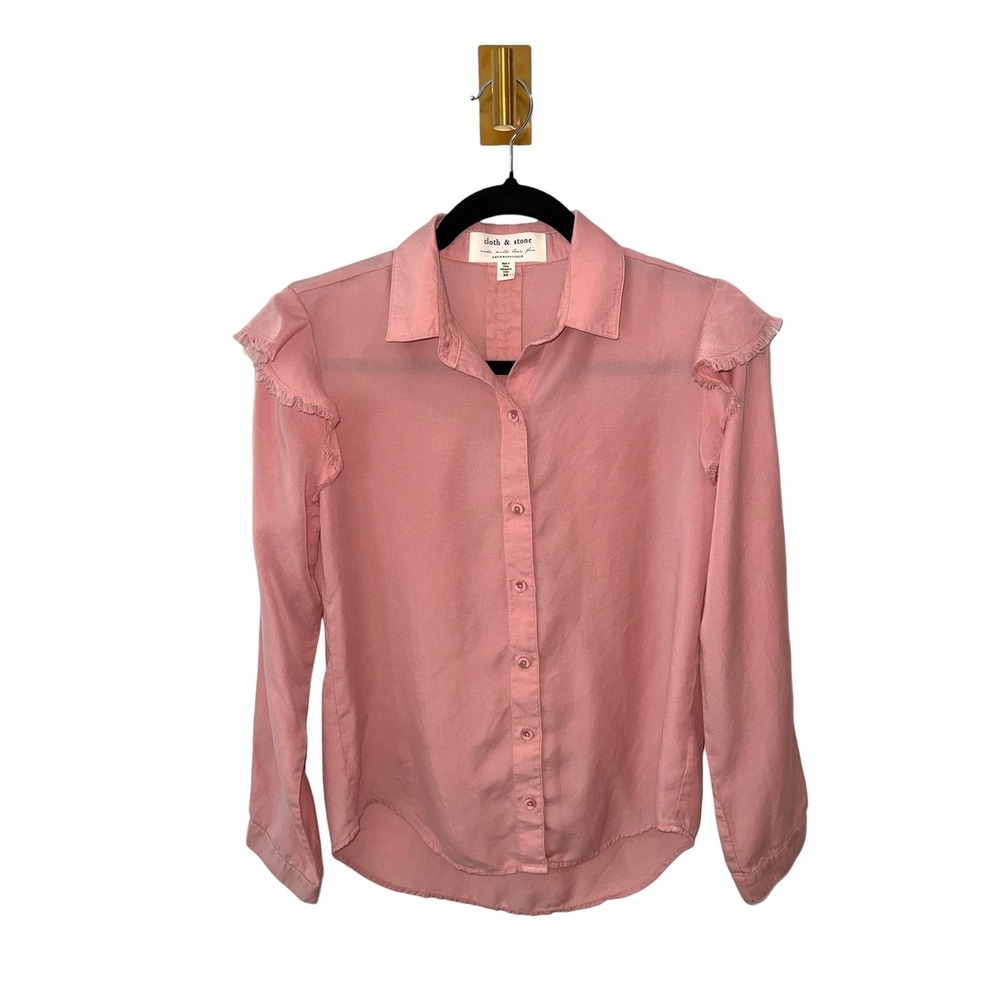 Cloth & Stone Boho Pink Coquette Fringe Shoulder Western Top Barbiecore XS
